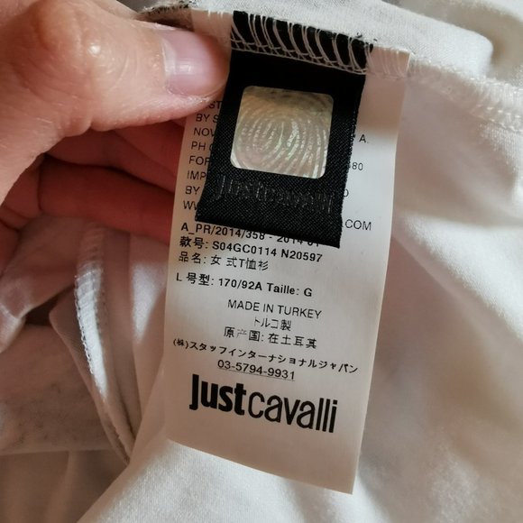 Just Cavalli Summer Postcard Floral Striped Tee T-Shirt - Picture 6 of 8